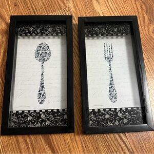 New View Gifts & Accessories Spoon And Fork Art Black White